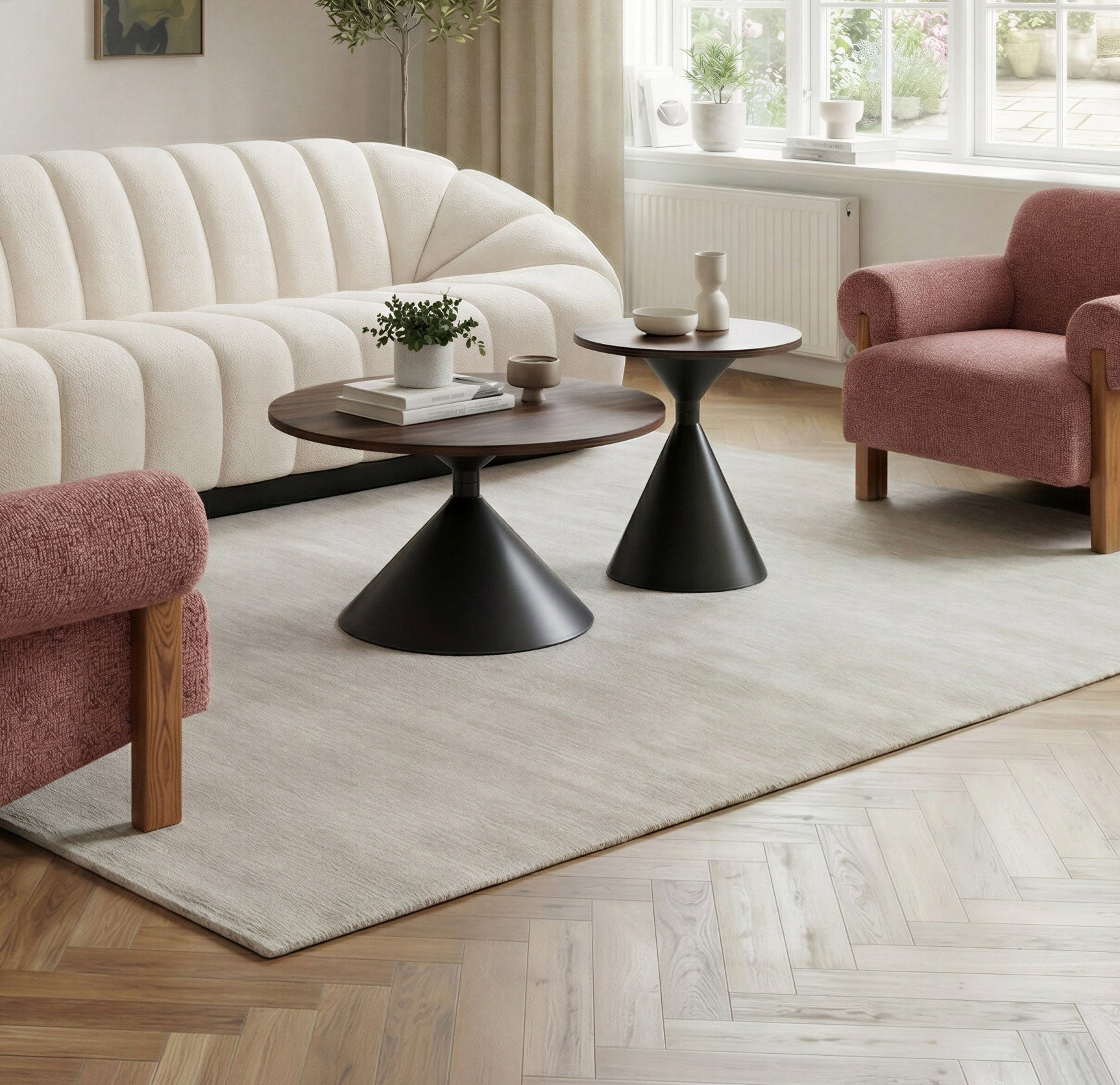 Rosk Walnut & Black Coffee Table Set (2-Piece) - Ornate Home