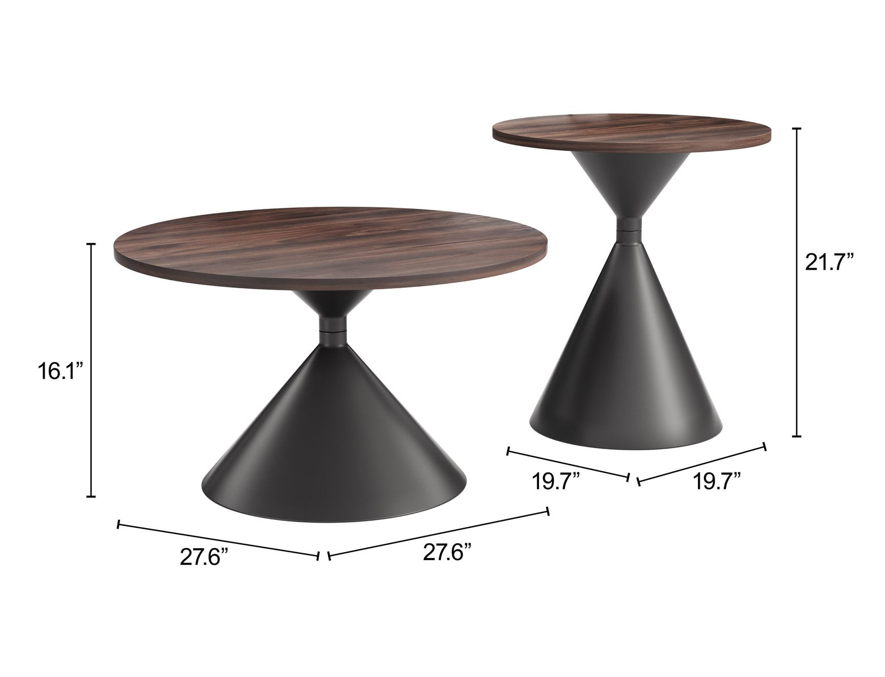 Rosk Walnut & Black Coffee Table Set (2-Piece) - Ornate Home