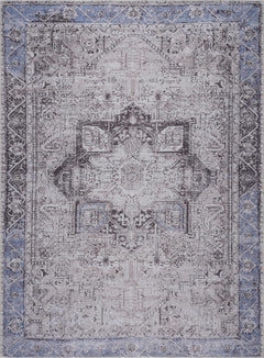 Rosman Blue&Beige - Promo Washable Area Rug - Clearance - Ornate Home