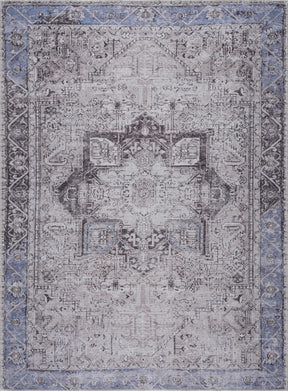 Rosman Blue&Beige - Promo Washable Area Rug - Clearance - Ornate Home