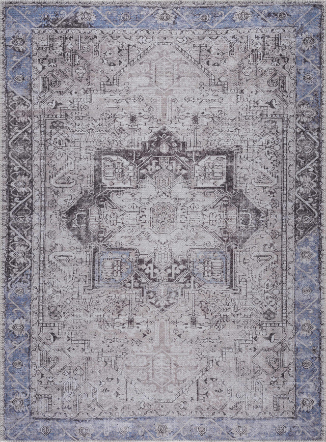 Rosman Blue&Beige - Promo Washable Area Rug - Clearance - Ornate Home