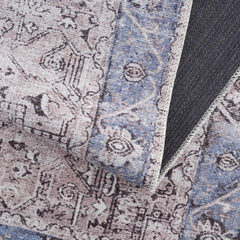Rosman Blue&Beige - Promo Washable Area Rug - Clearance - Ornate Home