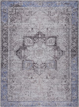Rosman Blue&Beige Washable Area Rug - Clearance - Ornate Home