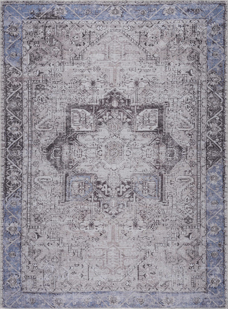 Rosman Blue&Beige Washable Area Rug - Clearance - Ornate Home