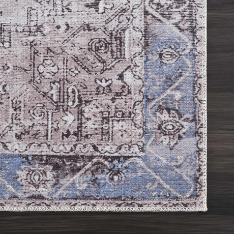 Rosman Blue&Beige Washable Area Rug - Clearance - Ornate Home