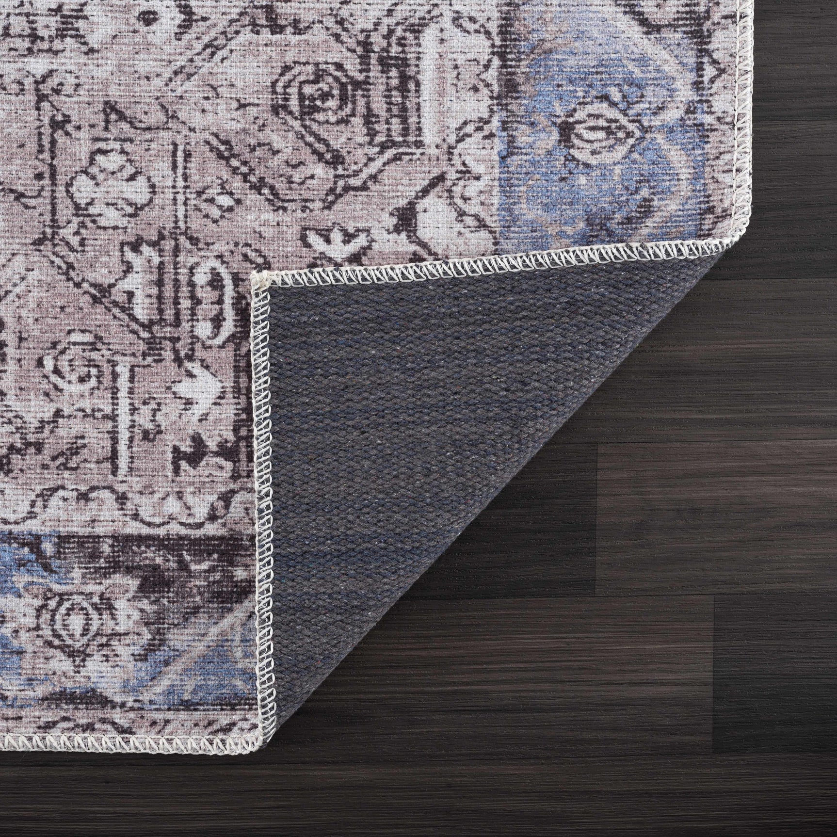 Rosman Blue&Beige Washable Area Rug - Clearance - Ornate Home
