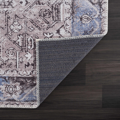 Rosman Blue&Beige Washable Area Rug - Clearance - Ornate Home