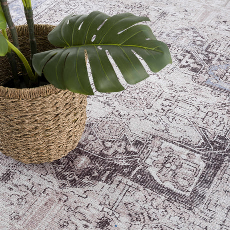 Rosman Blue&Beige Washable Area Rug - Clearance - Ornate Home