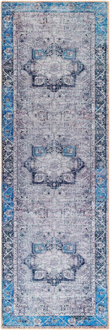 Rosman Blue&Beige Washable Area Rug - Clearance - Ornate Home