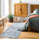 Rosman Blue&Beige Washable Area Rug - Clearance - Ornate Home