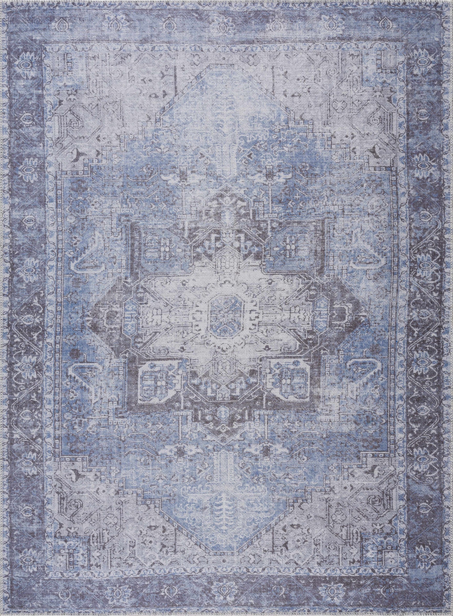 Rosman Blue Washable Area Rug - Clearance - Ornate Home