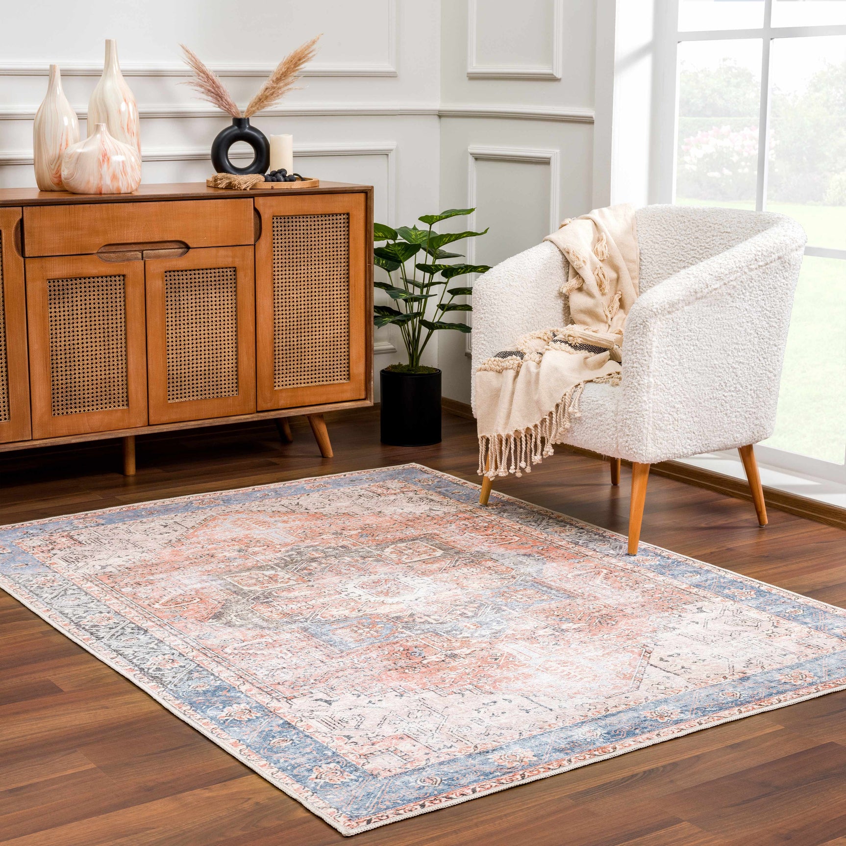 Rosman Distressed Washable Area Rug - Ornate Home
