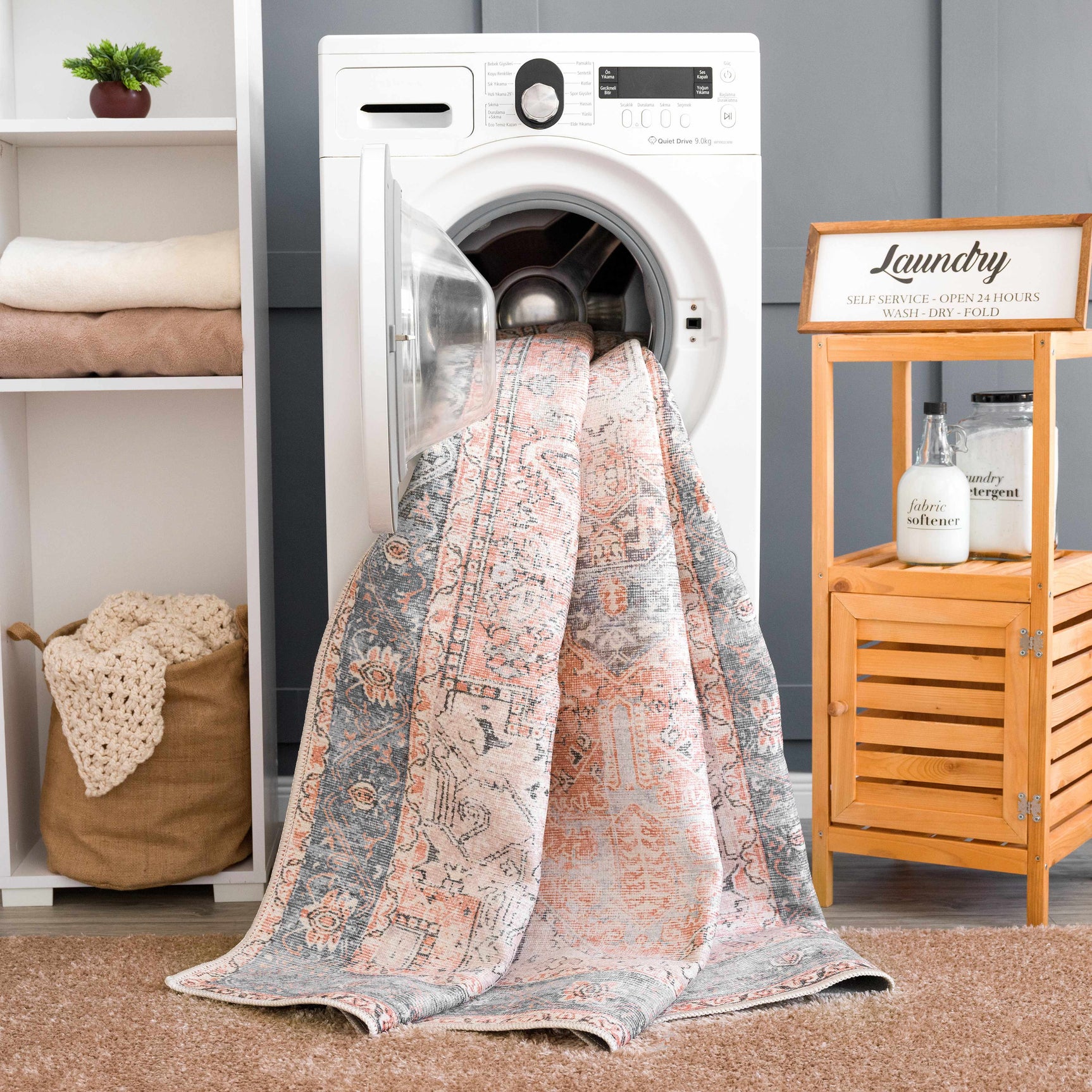 Rosman Distressed Washable Rug - Ornate Home