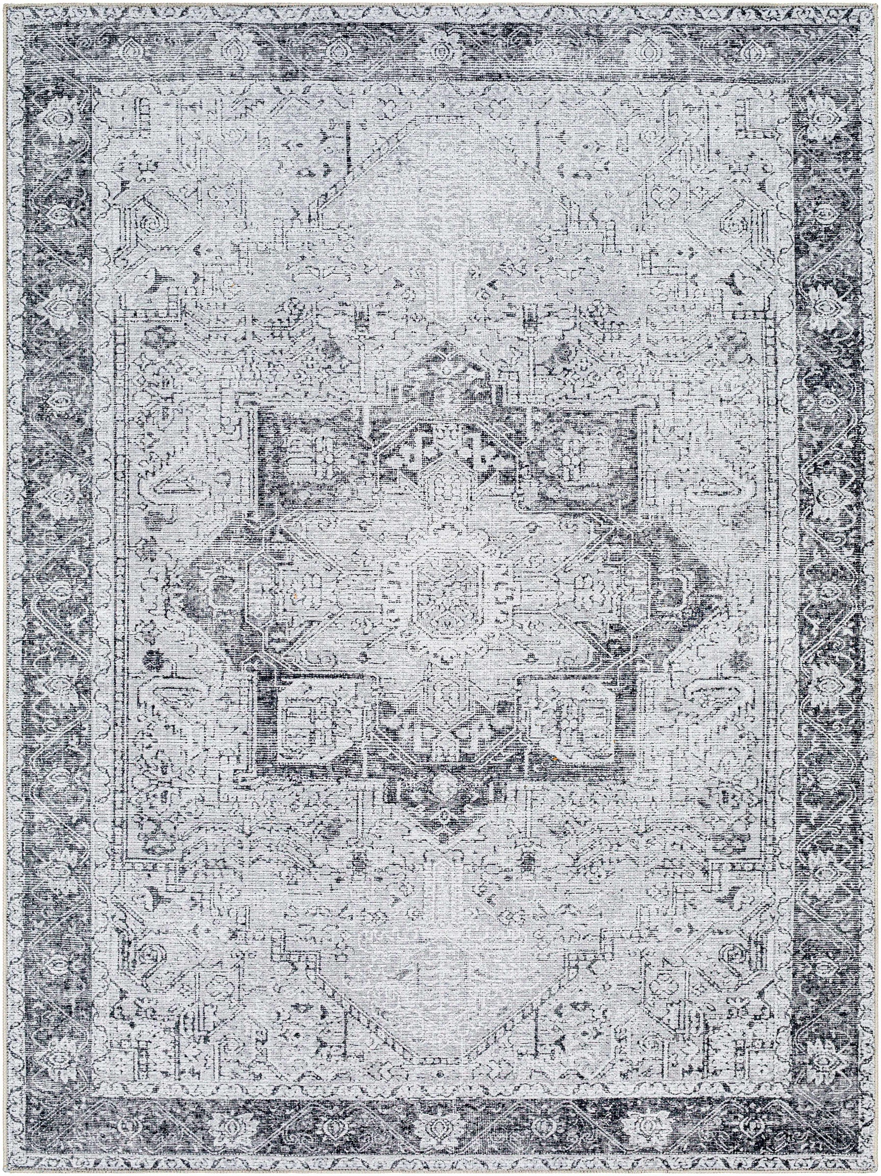 Rosman Gray Washable Rug - Clearance - Ornate Home