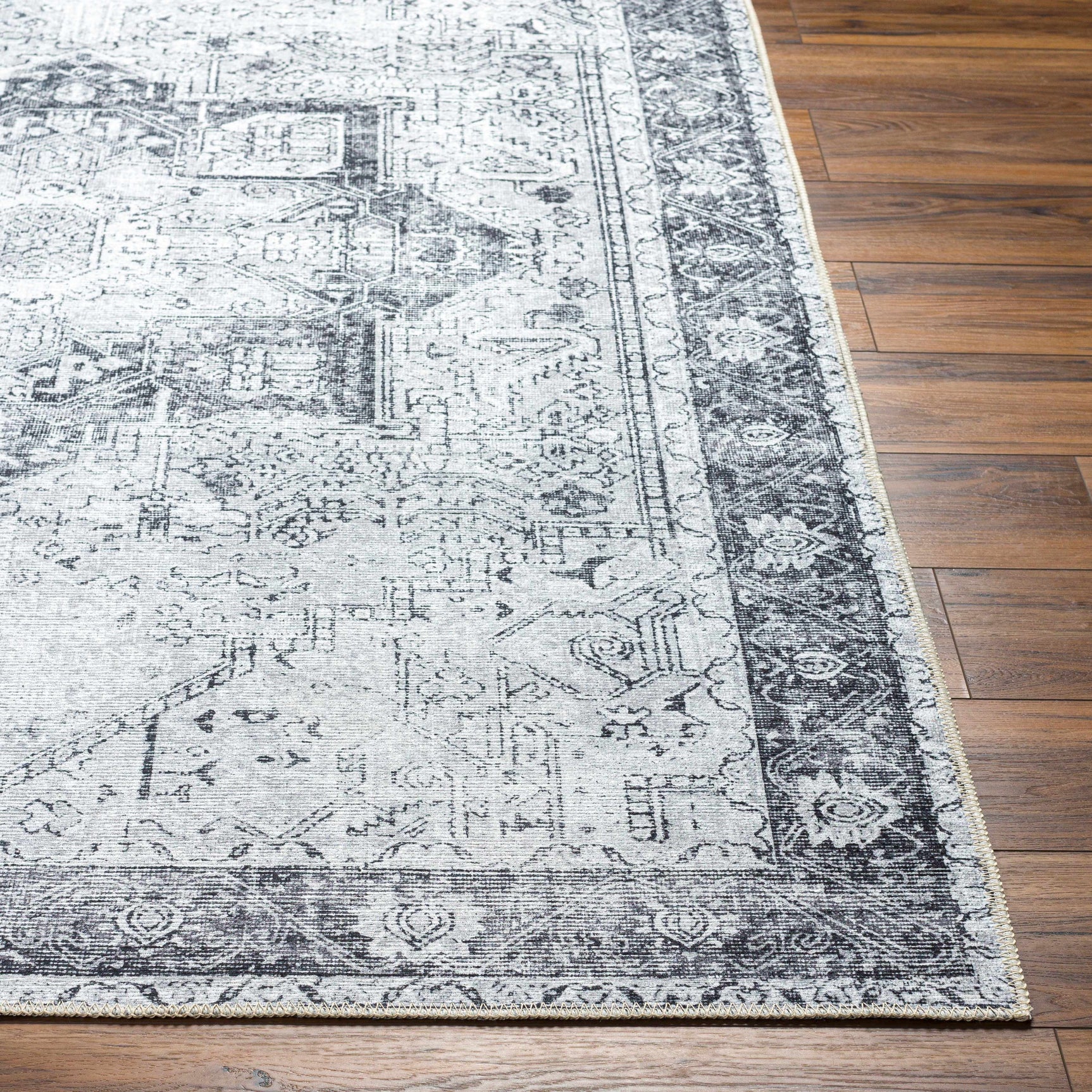 Rosman Gray Washable Rug - Clearance - Ornate Home