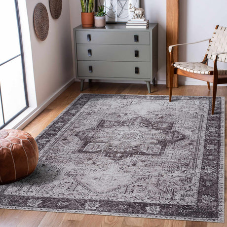 Rosman Gray Washable Rug - Clearance - Ornate Home