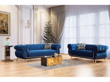 Rosy Navy Velvet Living Room Set / 2pc - Ornate Home