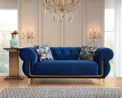 Rosy Navy Velvet Living Room Set / 2pc - Ornate Home