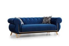 Rosy Navy Velvet Living Room Set / 2pc - Ornate Home