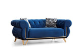 Rosy Navy Velvet Living Room Set / 2pc - Ornate Home