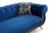 Rosy Navy Velvet Living Room Set / 2pc - Ornate Home