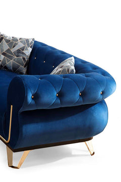 Rosy Navy Velvet Living Room Set / 2pc - Ornate Home