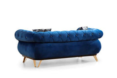Rosy Navy Velvet Living Room Set / 2pc - Ornate Home
