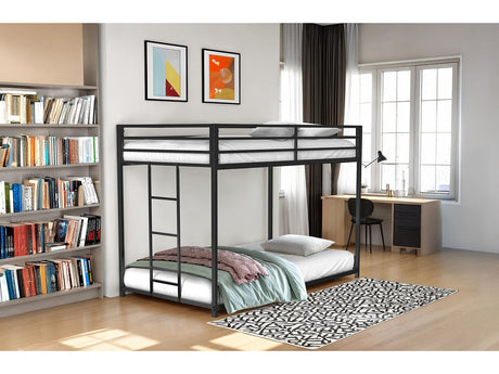 Rothwell Matte Black Twin/Twin Metal Bunk Bed - Ornate Home