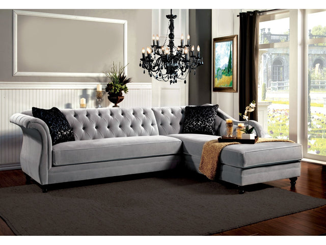 Rotterdam Warm Gray/Black/Silver Sectional - Ornate Home