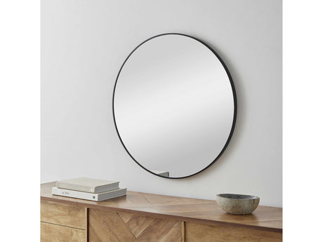 Round Mirror with Black Aluminum Frame - Ornate Home