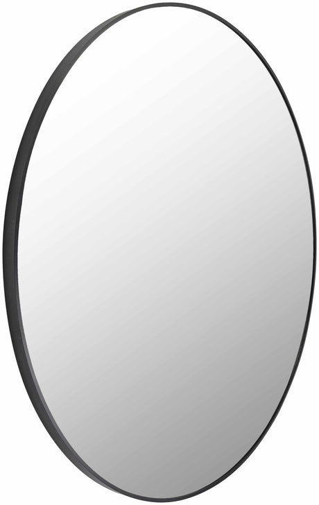 Round Mirror with Black Aluminum Frame - Ornate Home