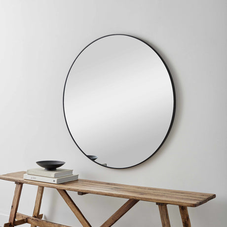 Round Mirror with Black Aluminum Frame - Ornate Home