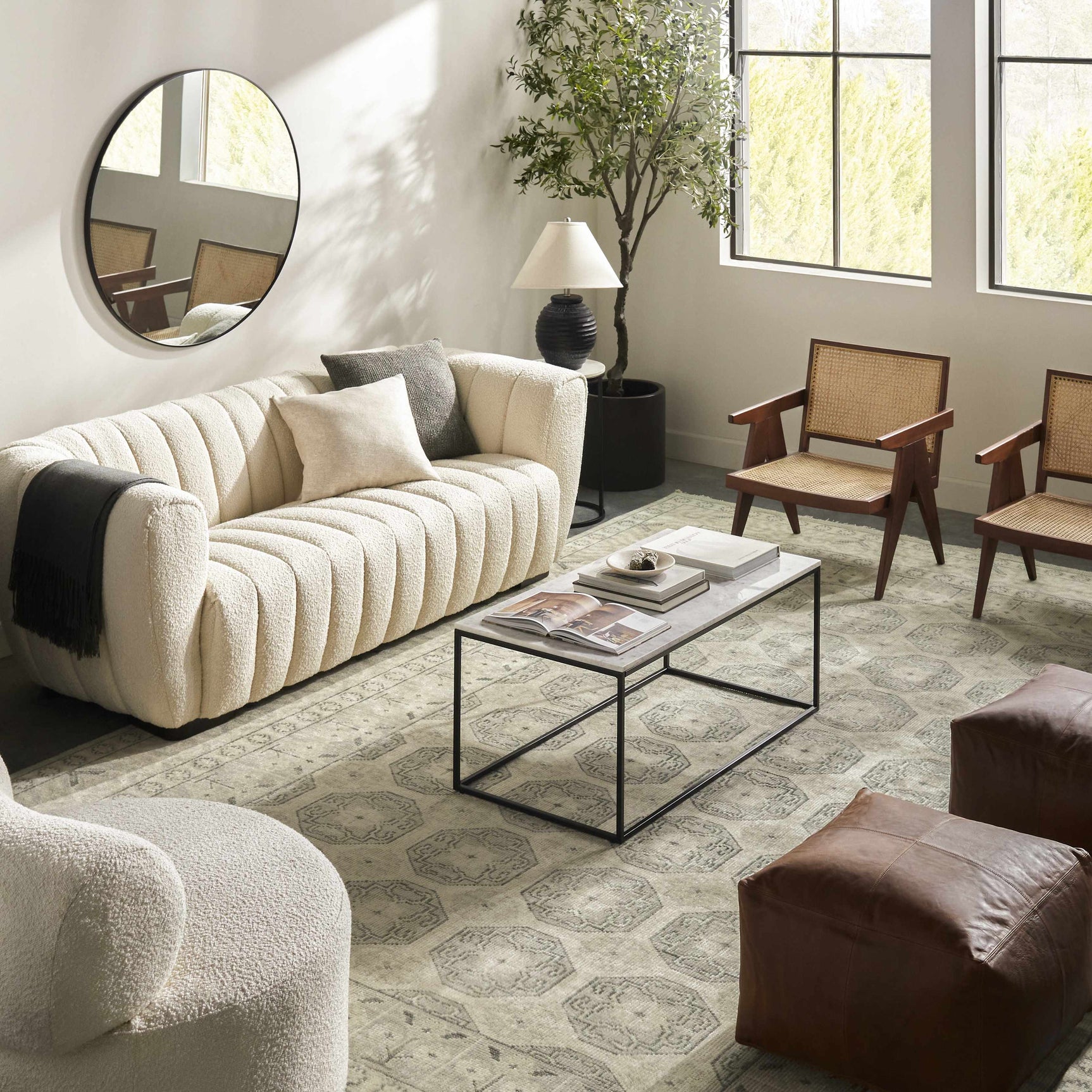 Round Mirror with Black Aluminum Frame - Ornate Home