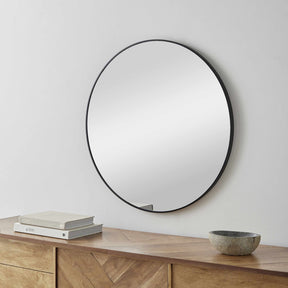 Round Mirror with Black Aluminum Frame - Ornate Home