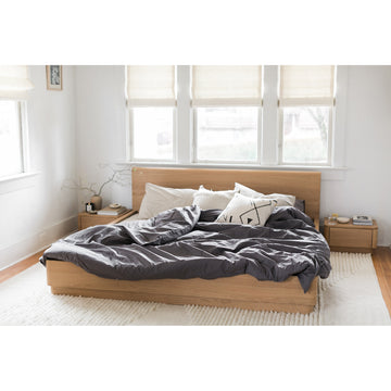 Round Off Light Oak Brown Queen Bed - Ornate Home