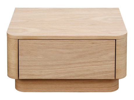 Round Off Light Oak Brown Small Nightstand - Ornate Home