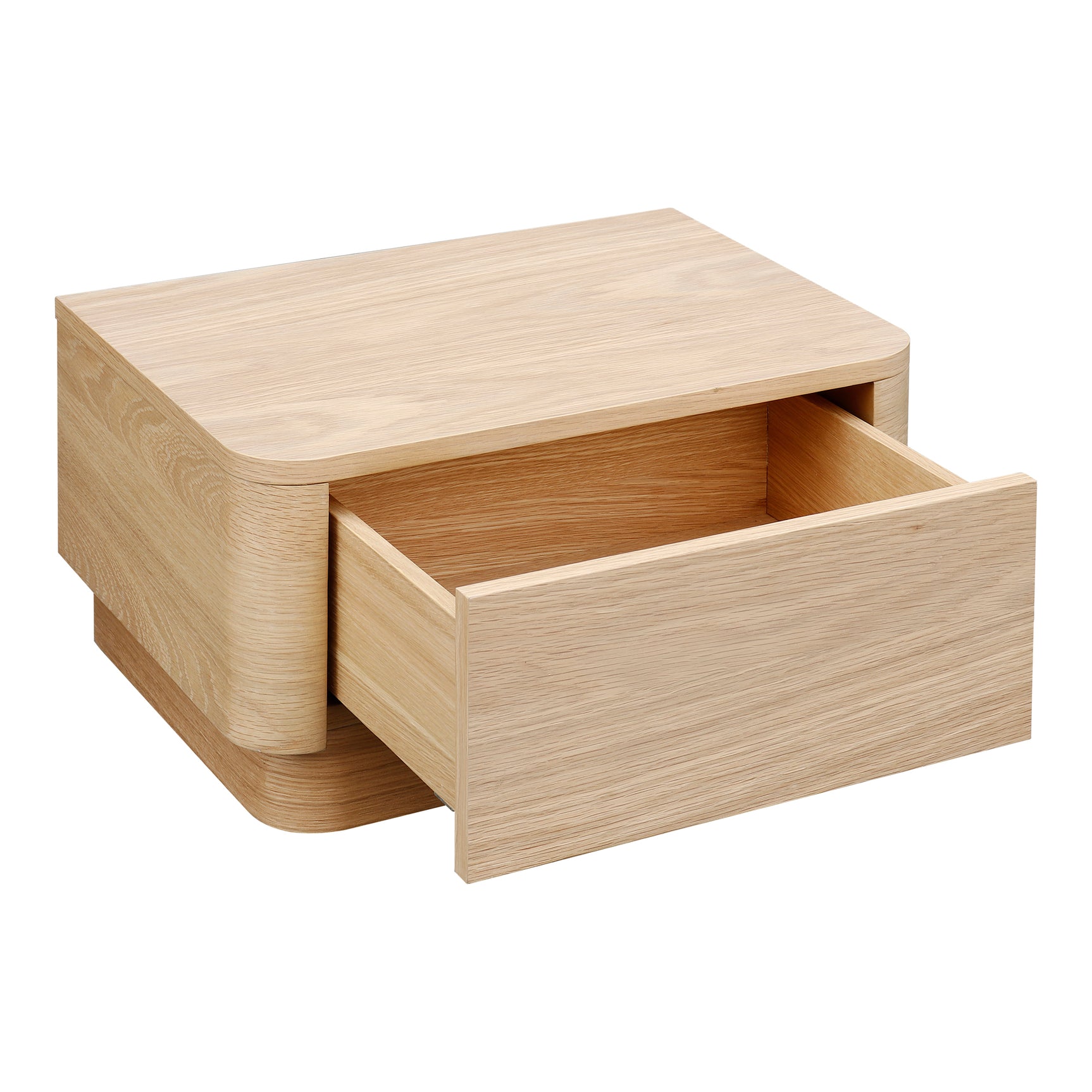 Round Off Light Oak Brown Small Nightstand - Ornate Home