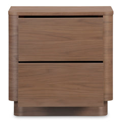 Round Off Walnut Brown Tall Nightstand - Ornate Home
