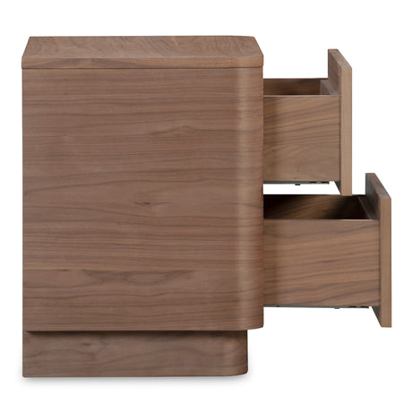 Round Off Walnut Brown Tall Nightstand - Ornate Home