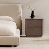 Round Off Walnut Brown Tall Nightstand - Ornate Home