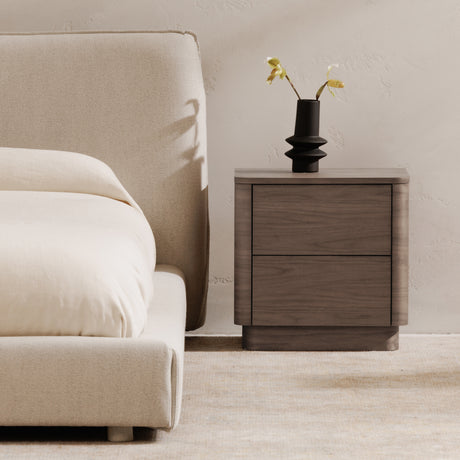 Round Off Walnut Brown Tall Nightstand - Ornate Home