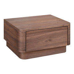 Round Off Walnut Small Nightstand - Ornate Home