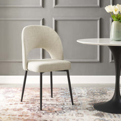 Rouse Black/Beige Upholstered Fabric Dining Side Chair - Ornate Home