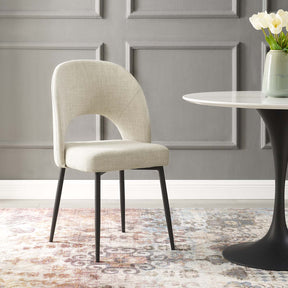 Rouse Black/Beige Upholstered Fabric Dining Side Chair - Ornate Home