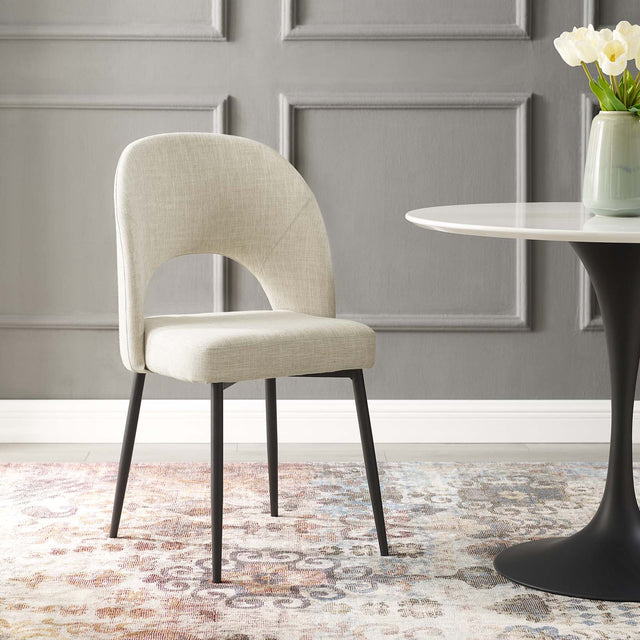 Rouse Black/Beige Upholstered Fabric Dining Side Chair - Ornate Home