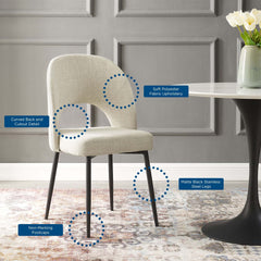 Rouse Black/Beige Upholstered Fabric Dining Side Chair - Ornate Home