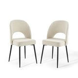 Rouse Black/Beige Upholstered Fabric Dining Side Chair (Set of 2) - Ornate Home