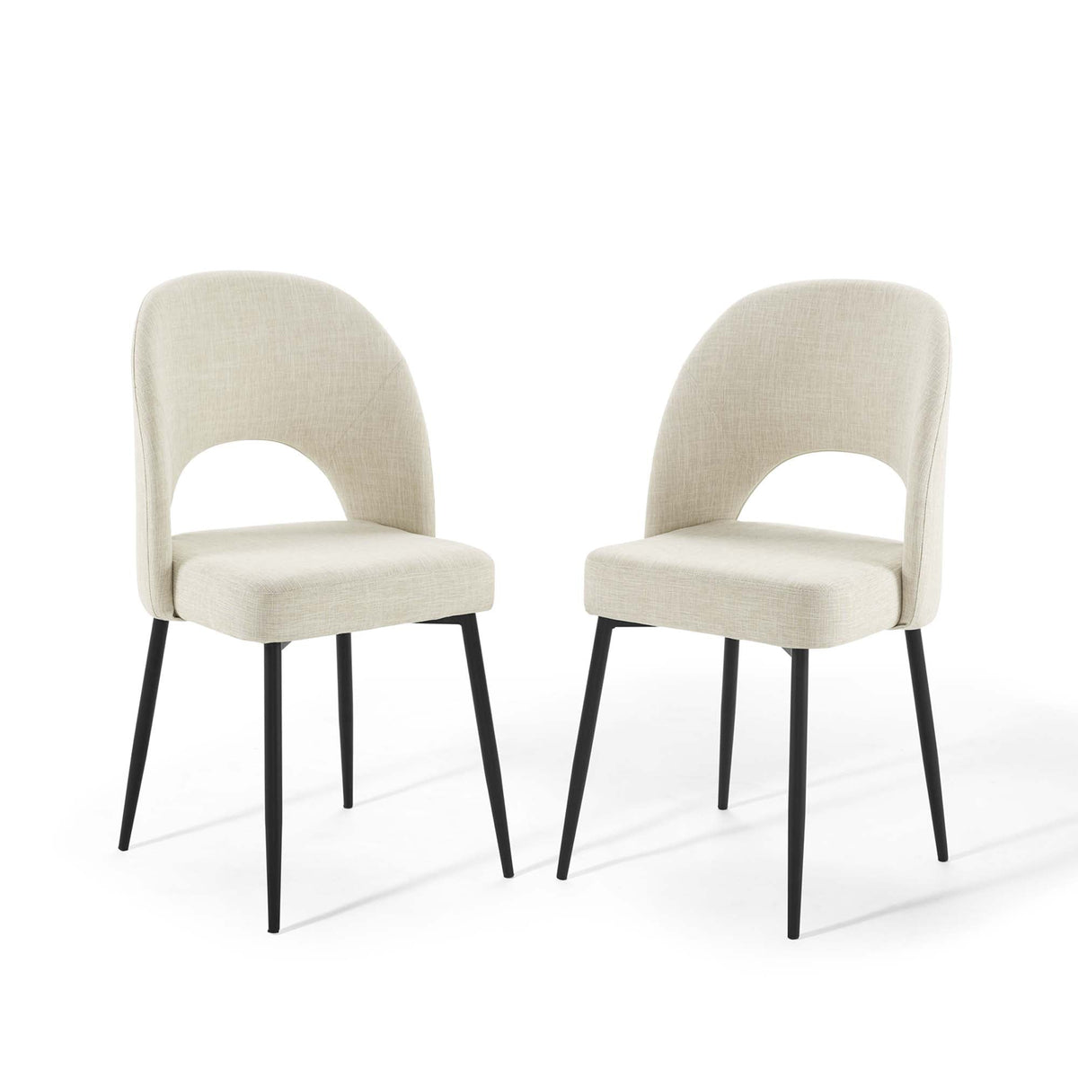 Rouse Black/Beige Upholstered Fabric Dining Side Chair (Set of 2) - Ornate Home
