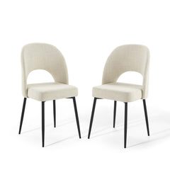 Rouse Black/Beige Upholstered Fabric Dining Side Chair (Set of 2) - Ornate Home