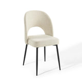 Rouse Black/Beige Upholstered Fabric Dining Side Chair (Set of 2) - Ornate Home